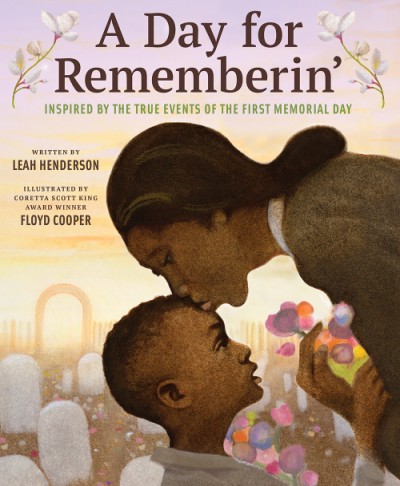 Book cover showing an African American woman kissing her son on the forehead with white gravestones and multicolored flowers in the background.